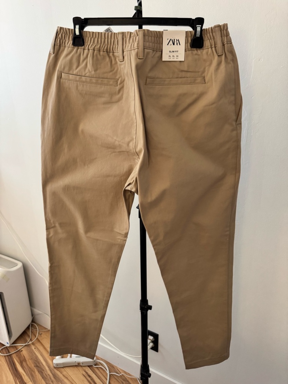 Zara Men Slim Elastic Waist Tan Chinos - Picture 5 of 5